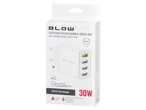 76-026# ŁADOWARKA SIECIOWA GNIAZDO USBx3 + USB qC 30W 76-026# ŁADOWARKA SIECIOWA GNIAZDO USBx3 + USB qC 30W