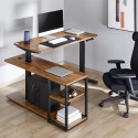 BIURKO  PODNOSZONE ELEKTRYCZNIE ERGO OFFICE, MAx WYS. 121CM, MAx - 70 KG, Z BLATEM I  PÓŁKAMI, DO  PRACY STOJĄCO SIEDZĄCEJ, BRĄZ RU