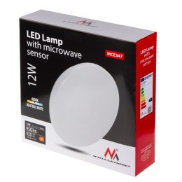 SUFITOWA LAM PA LED Z CZUJNIKIEM MACLEAN, CZUJNIK MIKROFALOWY 5.8GHZ,4000K, 12W, 950LM, IP44, MCE347