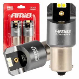 ŻARÓWKI LED CANBUS SERIA  PRO BA15S  P21W 4x3030 SMD BIAŁE 12V 24V AMIO-03583