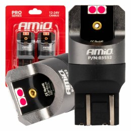 ŻARÓWKI LED CANBUS SERIA  PRO W21/5W 4x3030 SMD RED 12V 24V AMIO-03592