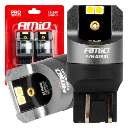 ŻARÓWKI LED CANBUS SERIA  PRO W21/5W 4x3030 SMD WHITE 12V 24V AMIO-03591