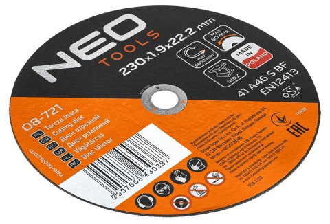TARCZE TNĄCE DO METALU/INOX 230 x 1.9 x 22,2MM, 41 A46-S-BF, 25 SZT. KARTONIK. WY PRODUKOWANO W PL TARCZE TNĄCE DO METALU/INOX 230 x 1.9 x 22,2MM, 41 A46-S-BF, 25 SZT. KARTONIK. WY PRODUKOWANO W PL