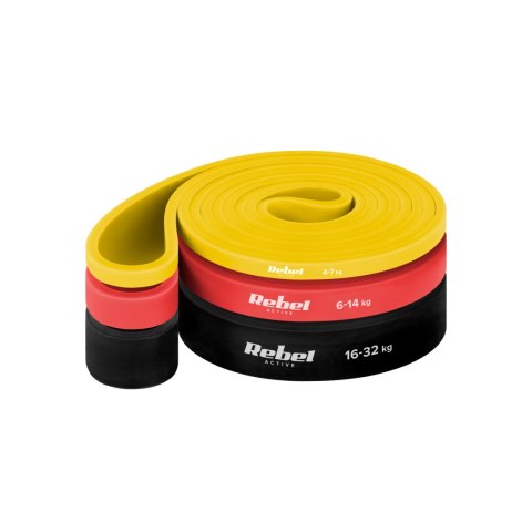 ZESTAW GUM DO ĆWICZEŃ LATEKSOWY - POWER BAND PLS-1, 4-32 KG, 3 GUMY, REBEL ACTIVE ZESTAW GUM DO ĆWICZEŃ LATEKSOWY - POWER BAND PLS-1, 4-32 KG, 3 GUMY, REBEL ACTIVE