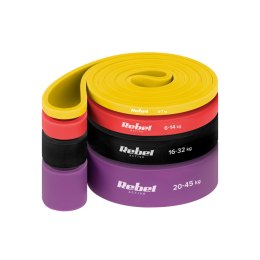 ZESTAW GUM DO ĆWICZEŃ LATEKSOWY - POWER BAND PLS-2, 4-45 KG, 4 GUMY, REBEL ACTIVE