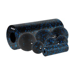 ZESTAW WAŁEK DO MASAŻU, MINI ROLLER, 2  PIŁKI, 2 DUOBALL-E , 6 ELEMENTÓW, KOLOR CZARNO-NIEBIESKI, MATERIAŁ EPP, REBEL ACTIVE