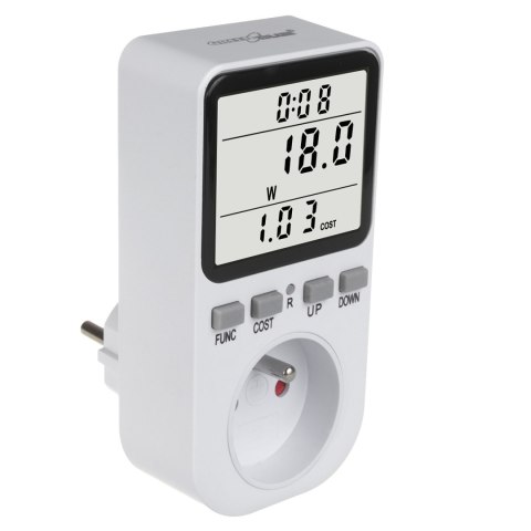 MIERNIK ENERGII GREENBLUE, WATOMIERZ, TY P E, 220-240V AC, 50HZ, MAx. OBCIĄŻENIE 16A, IP20, WBUDOWANA BATERIA, GB364 E MIERNIK ENERGII GREENBLUE, WATOMIERZ, TY P E, 220-240V AC, 50HZ, MAx. OBCIĄŻENIE 16A, IP20, WBUDOWANA BATERIA, GB364 E