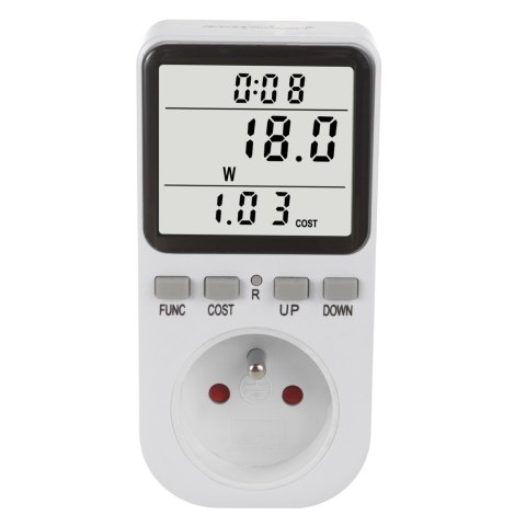 MIERNIK ENERGII GREENBLUE, WATOMIERZ, TY P E, 220-240V AC, 50HZ, MAx. OBCIĄŻENIE 16A, IP20, WBUDOWANA BATERIA, GB364 E MIERNIK ENERGII GREENBLUE, WATOMIERZ, TY P E, 220-240V AC, 50HZ, MAx. OBCIĄŻENIE 16A, IP20, WBUDOWANA BATERIA, GB364 E
