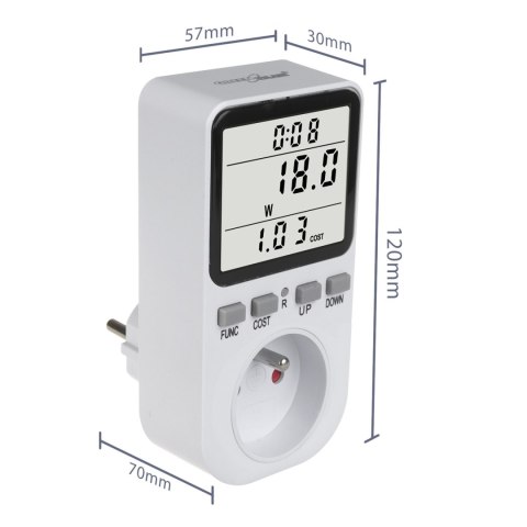MIERNIK ENERGII GREENBLUE, WATOMIERZ, TY P E, 220-240V AC, 50HZ, MAx. OBCIĄŻENIE 16A, IP20, WBUDOWANA BATERIA, GB364 E MIERNIK ENERGII GREENBLUE, WATOMIERZ, TY P E, 220-240V AC, 50HZ, MAx. OBCIĄŻENIE 16A, IP20, WBUDOWANA BATERIA, GB364 E