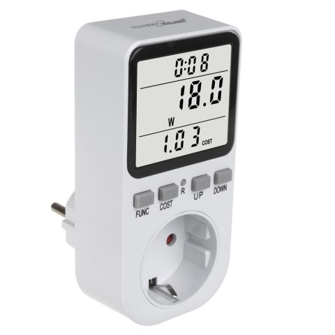 MIERNIK ENERGII GREENBLUE, WATOMIERZ, TY P F, 220-240V AC, 50HZ, MAx. OBCIĄŻENIE 16A, IP20, WBUDOWANA BATERIA, GB364 F MIERNIK ENERGII GREENBLUE, WATOMIERZ, TY P F, 220-240V AC, 50HZ, MAx. OBCIĄŻENIE 16A, IP20, WBUDOWANA BATERIA, GB364 F