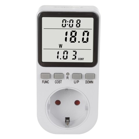 MIERNIK ENERGII GREENBLUE, WATOMIERZ, TY P F, 220-240V AC, 50HZ, MAx. OBCIĄŻENIE 16A, IP20, WBUDOWANA BATERIA, GB364 F MIERNIK ENERGII GREENBLUE, WATOMIERZ, TY P F, 220-240V AC, 50HZ, MAx. OBCIĄŻENIE 16A, IP20, WBUDOWANA BATERIA, GB364 F