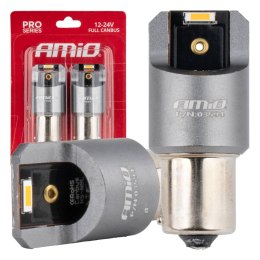 ŻARÓWKI LED FULL CANBUS  PRO  PY21W 2x1860 SMD  POMARAŃCZOWE 12V 24V AMIO-03594