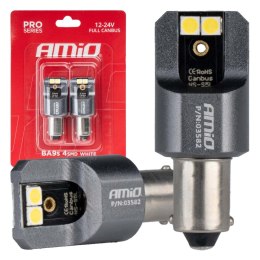 ŻARÓWKI LED FULL CANBUS  PRO T4W BA9S 4x3030 SMD WHITE 12V 24V AMIO-03582