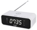 AD 1192 WHITE RADIOBUDZIK Z BEZ PRZEWODOWĄ ŁADOWARKĄ I FM