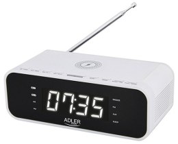 AD 1192 WHITE RADIOBUDZIK Z BEZ PRZEWODOWĄ ŁADOWARKĄ I FM