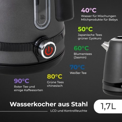 AD 1295 GREY CZAJNIK METALOWY 1,7L Z LCD & REGULACJĄ TEM PERATURY AD 1295 GREY CZAJNIK METALOWY 1,7L Z LCD & REGULACJĄ TEM PERATURY