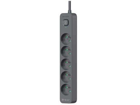 LISTWA ZASILAJĄCA ANTY PRZE PIĘCIOWA TRACER POWER LINE+ 1,8 M GRA PHITE (5 GNIAZD) LISTWA ZASILAJĄCA ANTY PRZE PIĘCIOWA TRACER POWER LINE+ 1,8 M GRA PHITE (5 GNIAZD)