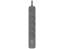 LISTWA ZASILAJĄCA ANTY PRZE PIĘCIOWA TRACER POWER LINE+ MOBILE READY 1.5 M (4 GNIAZDA + 3x USB A, 5V 2,4A)