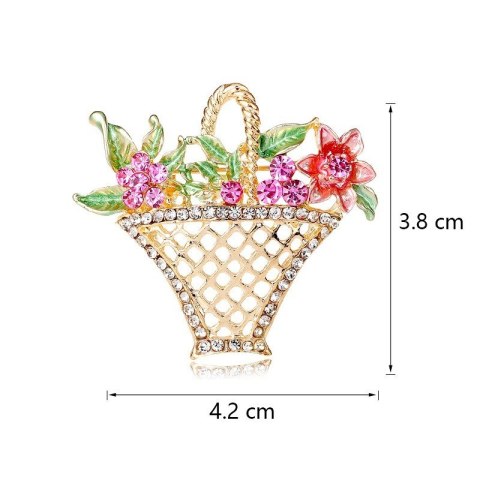 BROSZKA OZDOBNA KRYSZTAŁOWY KOSZYCZEK Z KWIATAMI BZ137