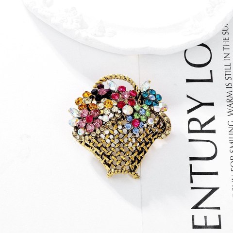 BROSZKA OZDOBNA KRYSZTAŁOWY KOSZYCZEK Z KWIATAMI BZ139KOL