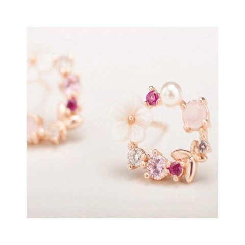 KOLCZYKI DELIKATNE WIANUSZKI KWIATKI KRYSZTAŁKI 1,2X1,4CM K1541