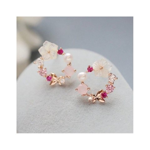 KOLCZYKI DELIKATNE WIANUSZKI KWIATKI KRYSZTAŁKI 1,2X1,4CM K1541