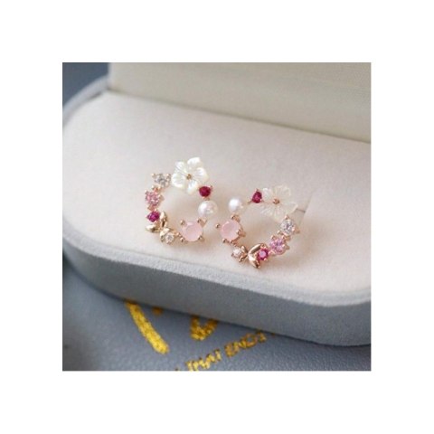 KOLCZYKI DELIKATNE WIANUSZKI KWIATKI KRYSZTAŁKI 1,2X1,4CM K1541