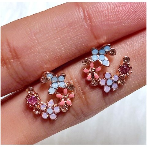 KOLCZYKI SZTYFTY WIANKI CYRKONIE KWIATUSZKI KOLOR K1674