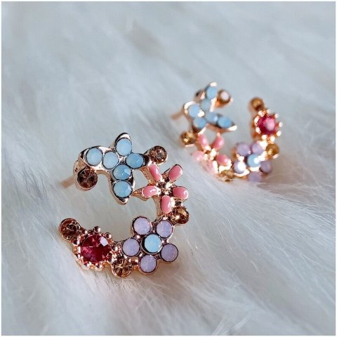 KOLCZYKI SZTYFTY WIANKI CYRKONIE KWIATUSZKI KOLOR K1674