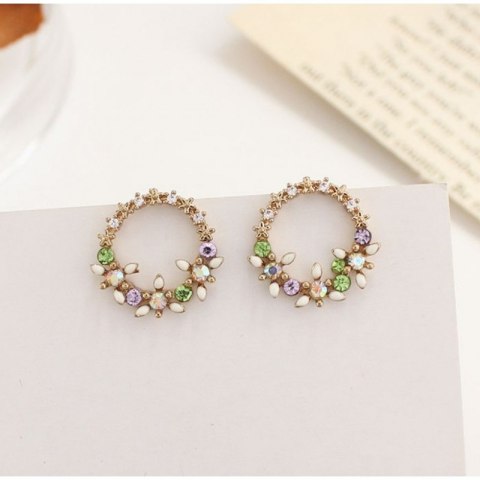 KOLCZYKI SZTYFTY WIANKI KOLOROWE CYRKONIE KWIATUSZKI 1,9CM K1539