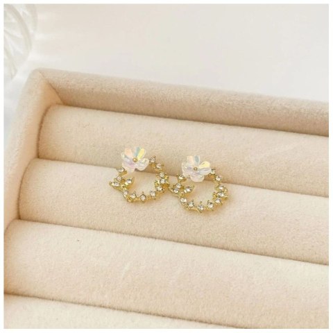 KOLCZYKI SZTYFTY WIANUSZKI CYRKONIE KWIATEK K1672