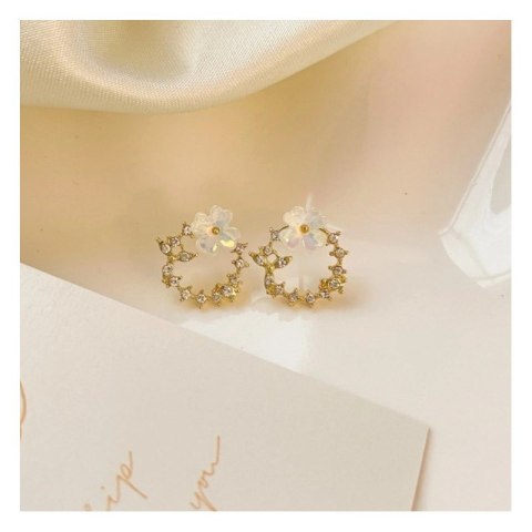 KOLCZYKI SZTYFTY WIANUSZKI CYRKONIE KWIATEK K1672