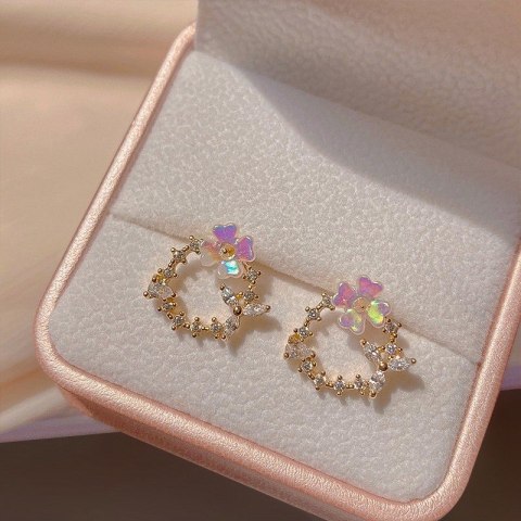 KOLCZYKI SZTYFTY WIANUSZKI CYRKONIE KWIATEK K1672