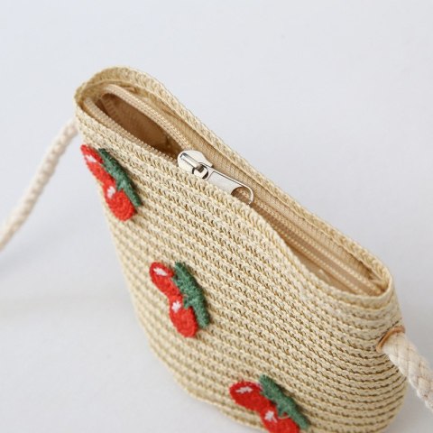 ZESTAW TOREBKA I KAPELUSZ 52CM DLA DZIEWCZYNKI SŁOMIANE WISIENKI CZ44