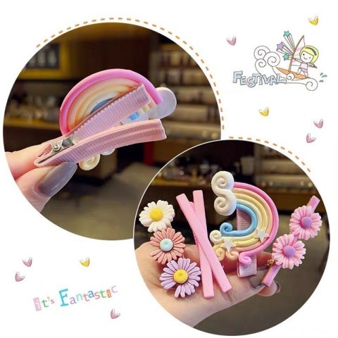 ZESTAW 14W1 SPINEK WSUWEK DO WŁOSÓW PUCHATE RAINBOW SP290