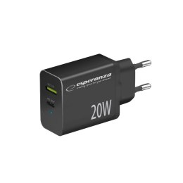 EZC105K ES PERANZA ŁADOWARKA SIECIOWA 20W USB-C  PD 20W / USB-A qC 3.0 18W CZARNA