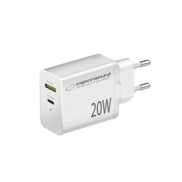 EZC105W ES PERANZA ŁADOWARKA SIECIOWA 20W USB-C  PD 20W / USB-A qC 3.0 18W BIAŁA