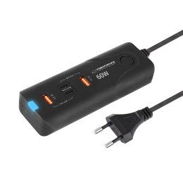 EZC109 ES PERANZA ŁADOWARKA SIECIOWA 60W 2x USB-C  PD 30W / 2x USB-A qC 3.0 18W