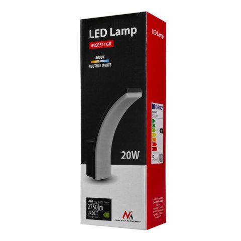 LAM PA LED MACLEAN,KOLOR SZARY, 20W, IP65, 2750LM, BARWA NEUTRALNA BIAŁA (4000K) MCE511 GR LAM PA LED MACLEAN,KOLOR SZARY, 20W, IP65, 2750LM, BARWA NEUTRALNA BIAŁA (4000K) MCE511 GR