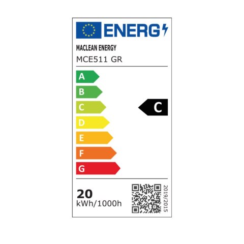 LAM PA LED MACLEAN,KOLOR SZARY, 20W, IP65, 2750LM, BARWA NEUTRALNA BIAŁA (4000K) MCE511 GR LAM PA LED MACLEAN,KOLOR SZARY, 20W, IP65, 2750LM, BARWA NEUTRALNA BIAŁA (4000K) MCE511 GR