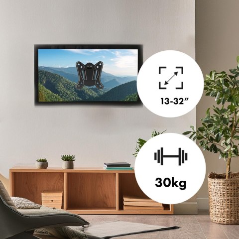 UCHWYT DO TELEWIZORA LUB MONITORA MACLEAN, MAx. VESA 100x100, 13-32", 30KG, CZARNY, MC-416 UCHWYT DO TELEWIZORA LUB MONITORA MACLEAN, MAx. VESA 100x100, 13-32", 30KG, CZARNY, MC-416