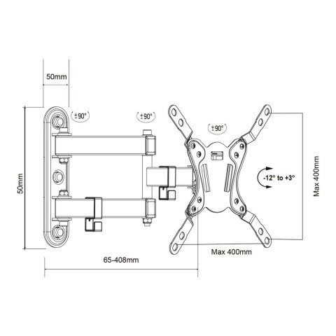 UCHWYT DO TELEWIZORA LUB MONITORA MACLEAN, MAx. VESA 200x200, 23-43", 30KG, CZARNY, MC-418 UCHWYT DO TELEWIZORA LUB MONITORA MACLEAN, MAx. VESA 200x200, 23-43", 30KG, CZARNY, MC-418