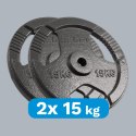 ZESTAW OBCIĄŻEŃ ŻELIWNYCH 2x15KG, OTWÓR 31MM, TALERZ Z UCHWYTAMI, REBEL ACTIVE