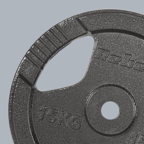ZESTAW OBCIĄŻEŃ ŻELIWNYCH 2x15KG, OTWÓR 31MM, TALERZ Z UCHWYTAMI, REBEL ACTIVE ZESTAW OBCIĄŻEŃ ŻELIWNYCH 2x15KG, OTWÓR 31MM, TALERZ Z UCHWYTAMI, REBEL ACTIVE