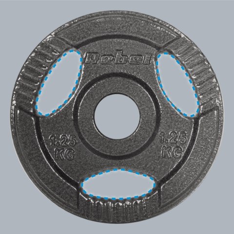 ZESTAW OBCIĄŻEŃ ŻELIWNYCH 4x1.25KG, OTWÓR 31MM, TALERZ Z UCHWYTAMI, REBEL ACTIVE ZESTAW OBCIĄŻEŃ ŻELIWNYCH 4x1.25KG, OTWÓR 31MM, TALERZ Z UCHWYTAMI, REBEL ACTIVE