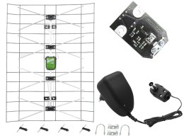 21-098# ANTENA SIATKOWA CZARNO SREBRNA+ZASILACZ+SWA 6000