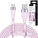 KABEL USB - MICROUSB 1 M SILIKONOWY RÓŻOWY KRUGER&MATZ BASIC