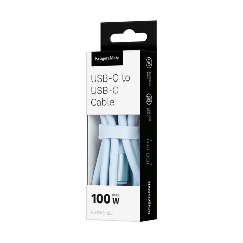 KABEL USB TY PU C - USB TY PU C 100 W 1 M SILIKONOWY NIEBIESKI KRUGER&MATZ BASIC KABEL USB TY PU C - USB TY PU C 100 W 1 M SILIKONOWY NIEBIESKI KRUGER&MATZ BASIC