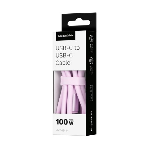 KABEL USB TY PU C - USB TY PU C 100 W 1 M SILIKONOWY RÓŻOWY KRUGER&MATZ BASIC KABEL USB TY PU C - USB TY PU C 100 W 1 M SILIKONOWY RÓŻOWY KRUGER&MATZ BASIC