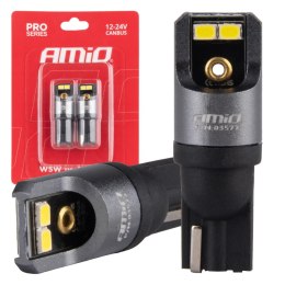 ŻARÓWKI LED CANBUS  PRO T10 W5W 4x2016 SMD BIAŁE 12V 24V AMIO-03577